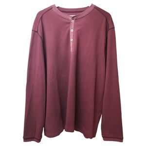 32 Bar Blues Men's Henley Shirt Size XL in Wine Long Sleeves 100% Cotton